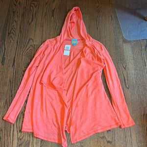 Cotton hooded cardigan.